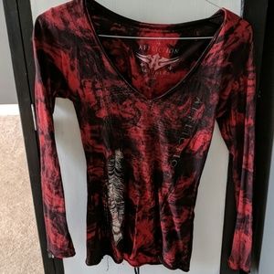 Affliction long sleeve tie back top sz. M